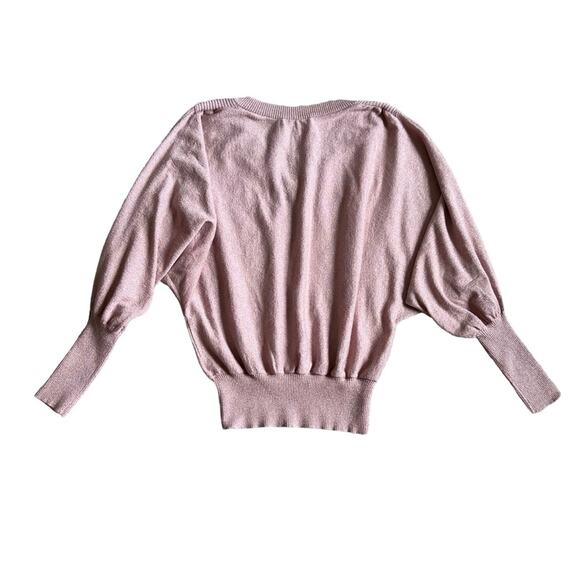 Milly Womens Metallic Pink Dolman Sleeve Slouchy Knit V Neck Sweater Top Size M - Picture 6 of 9